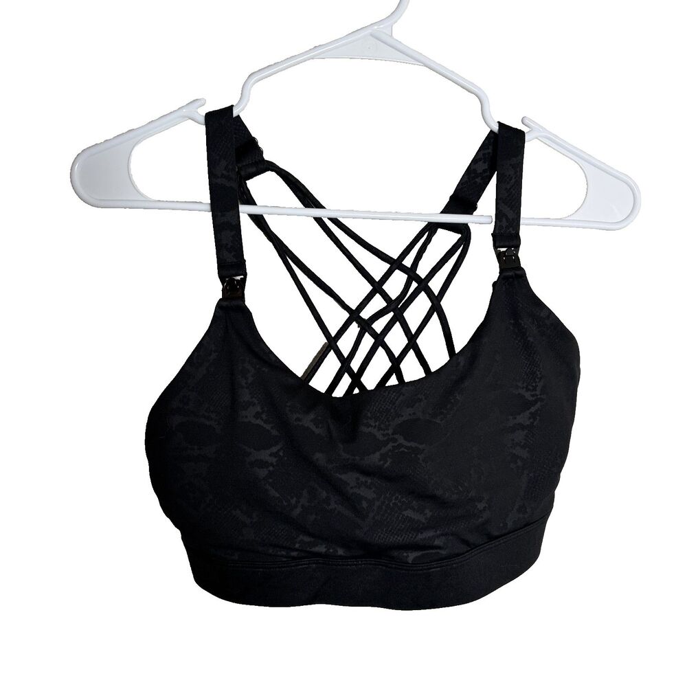 Sweat & Milk Sports Bra Women's Large Black Snake Print Nursing Mother